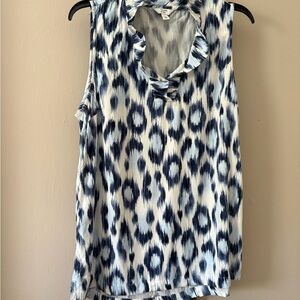 Crown & Ivy Sleeveless Blue White Blouse